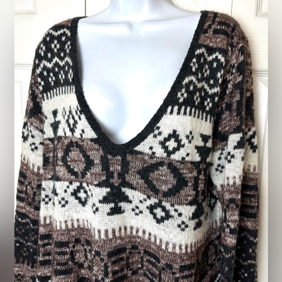 FREE PEOPLE Fair Isle Cabin Fever Sweater Tunic Wool Blends Long Nordic Geo Knit - Picture 5 of 15